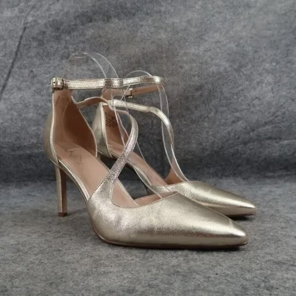 Naturalizer Shoes Womens 8 Pumps Pointed Toe Ankle Strap Metallic 27 Edit Abilyn